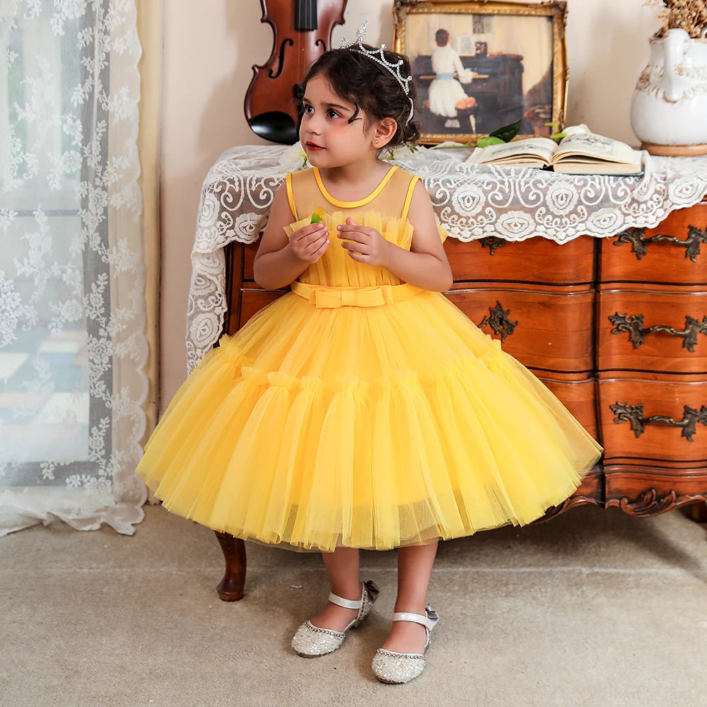Wedding Elegant 1st Birthday tutu dress princess yellow by Baby Minaj Cruz