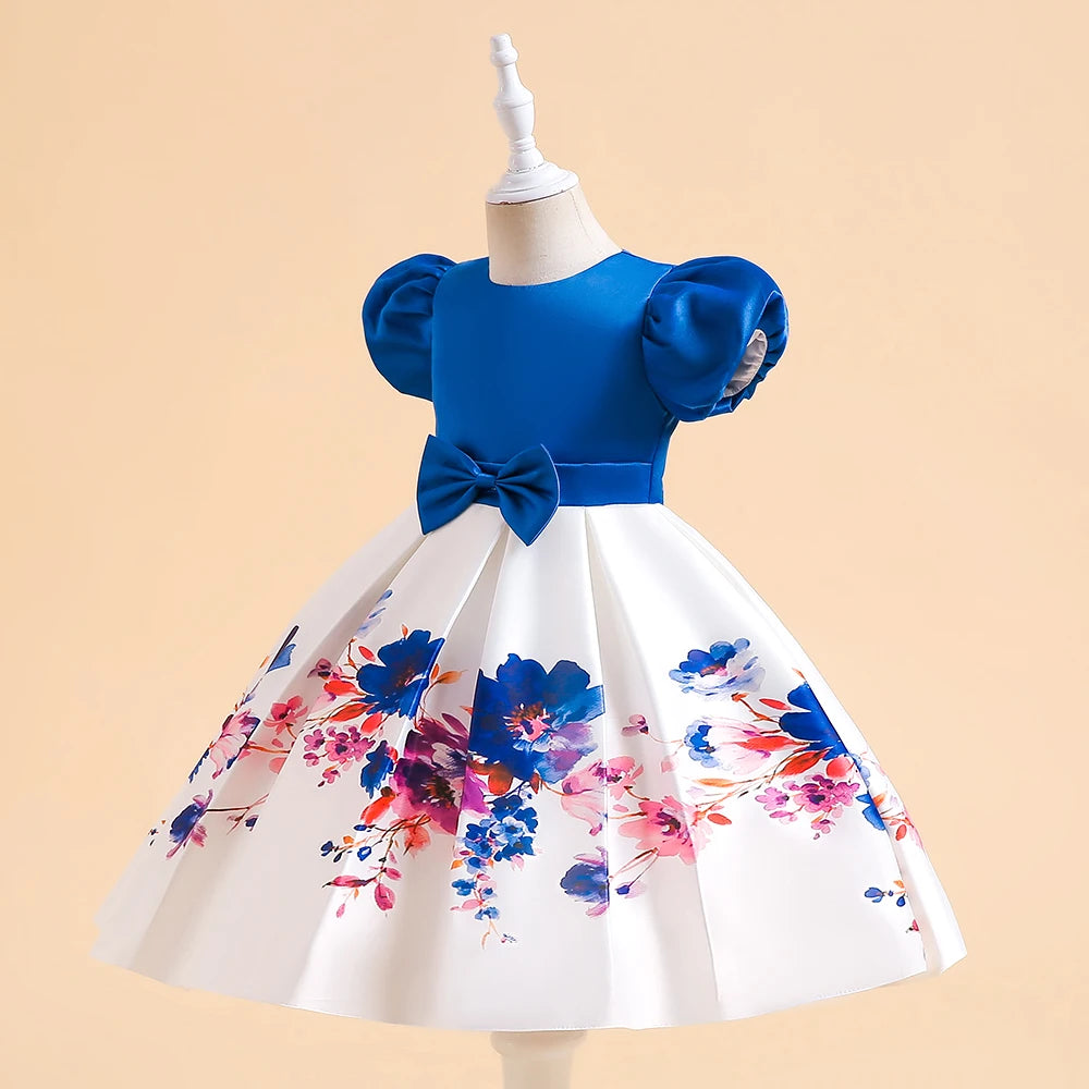 Floral Summer Princess Dress Up Birthday Party Dresses blue by Baby Minaj Cruz