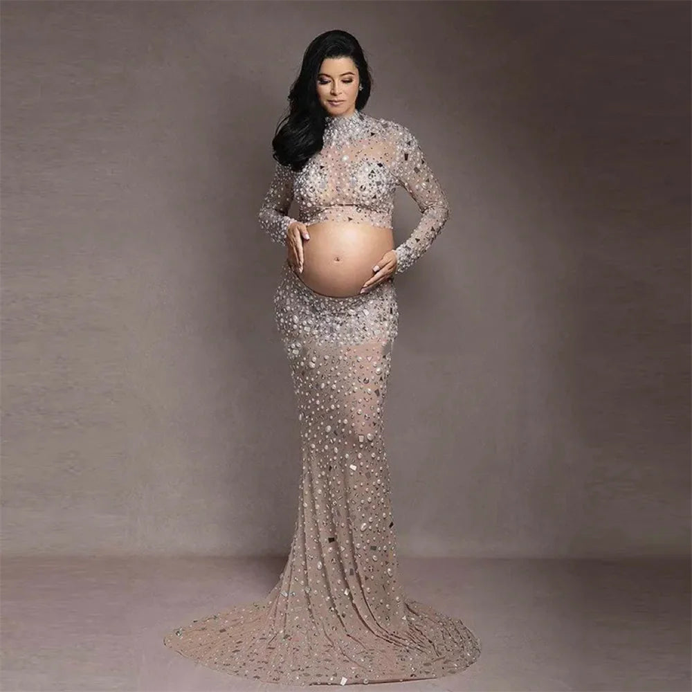 Elegant Sequin Maternity Dress brown CHINA by Baby Minaj Cruz