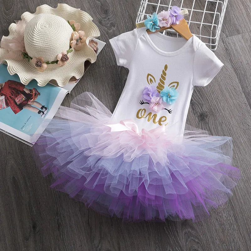 New Born Tutu 1st Birthday Dress For Baby Girl Rainbow by Baby Minaj Cruz