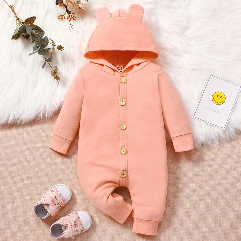 Newborn Unisex Care Bear Romper Hoddies With Zipper Autumn Pink by Baby Minaj Cruz