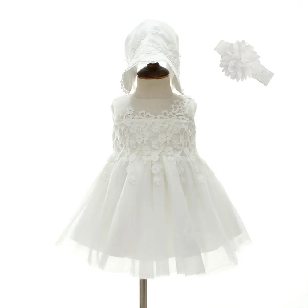 Infant Baby Girl Christening Dresses white by Baby Minaj Cruz