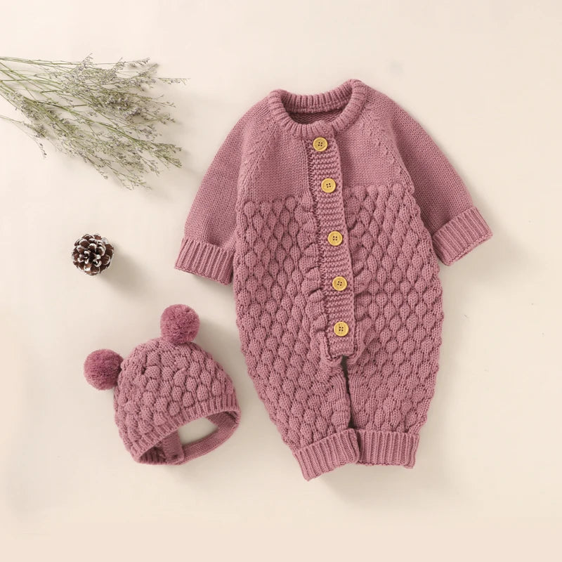 Newborn Knit Baby Romper Boot Mitten Solid Long Sleeve 4PC pink by Baby Minaj Cruz
