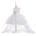 Baby Girls Trailing Princess Flower Girl Dress white by Baby Minaj Cruz