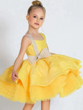 Satin Baby Girl Red Flower Girl Dress Yellow by Baby Minaj Cruz