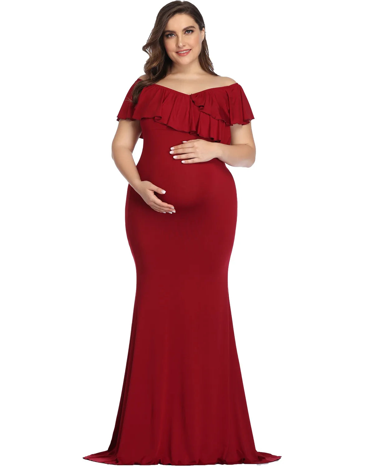 Plus Size Bohemian Maternity Photoshoot Dress red by Baby Minaj Cruz