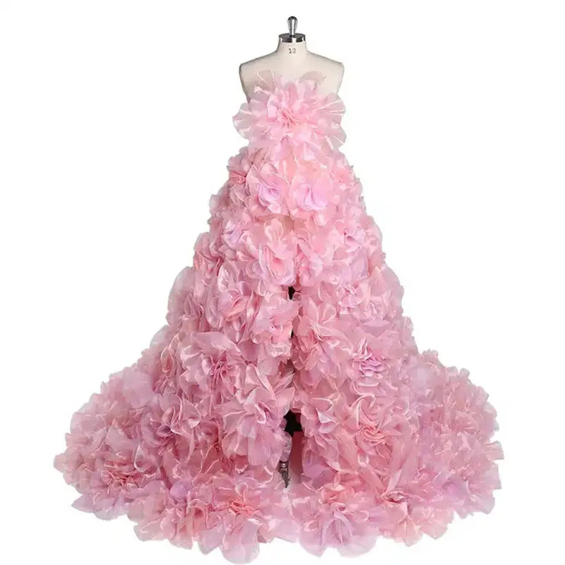 Fluffy Luxury Ruffles Maternity Gowns for Photoshoot pink United state by Baby Minaj Cruz