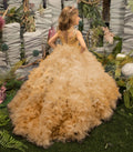 Princess Lace Flower Girl Dresses Sleeveless With Tulle Skirt Gold US by Baby Minaj Cruz