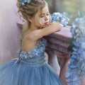 Dusty Blue Flower Girl Dresses For Wedding by Baby Minaj Cruz