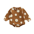 Newborn Infant Sweatshirt Romper Floral Print Long Sleeve brown 1 by Baby Minaj Cruz