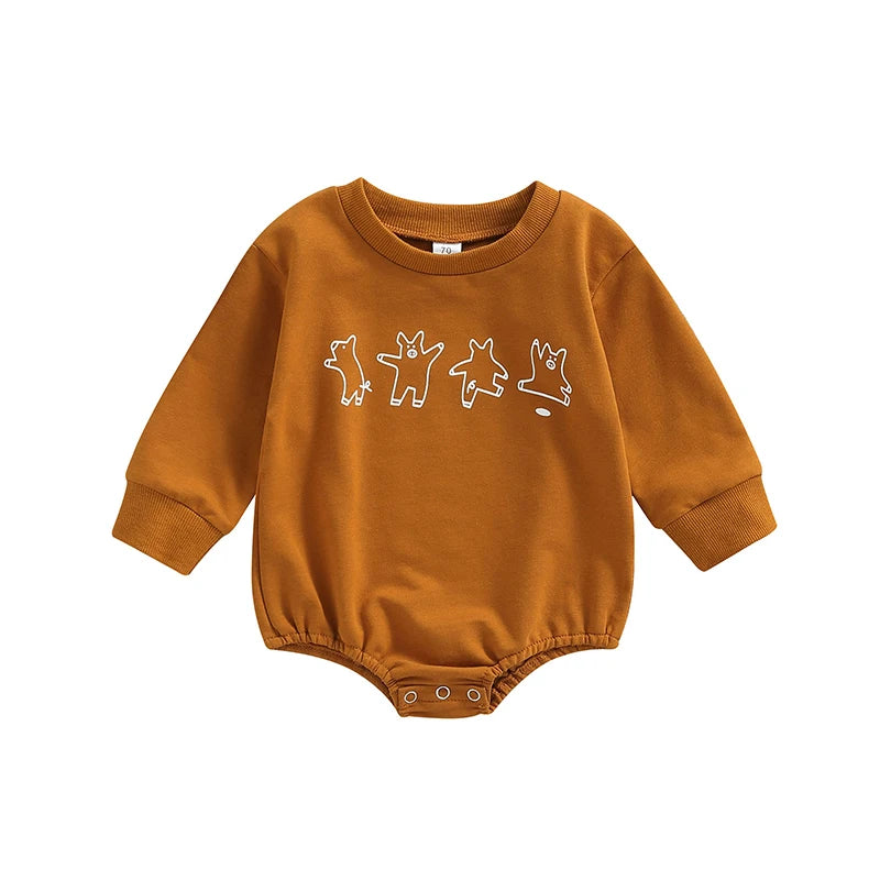 Newborn Infant Sweatshirt Romper Floral Print Long Sleeve light brown by Baby Minaj Cruz