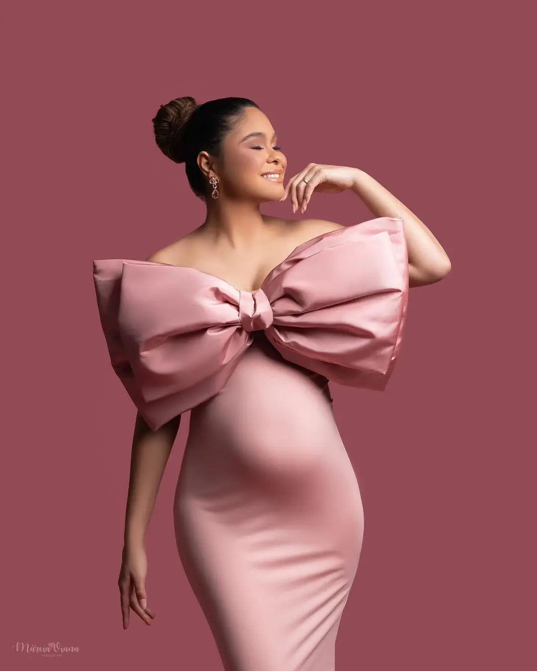 Plus Size Pink Maternity Photoshoot dress by Baby Minaj Cruz