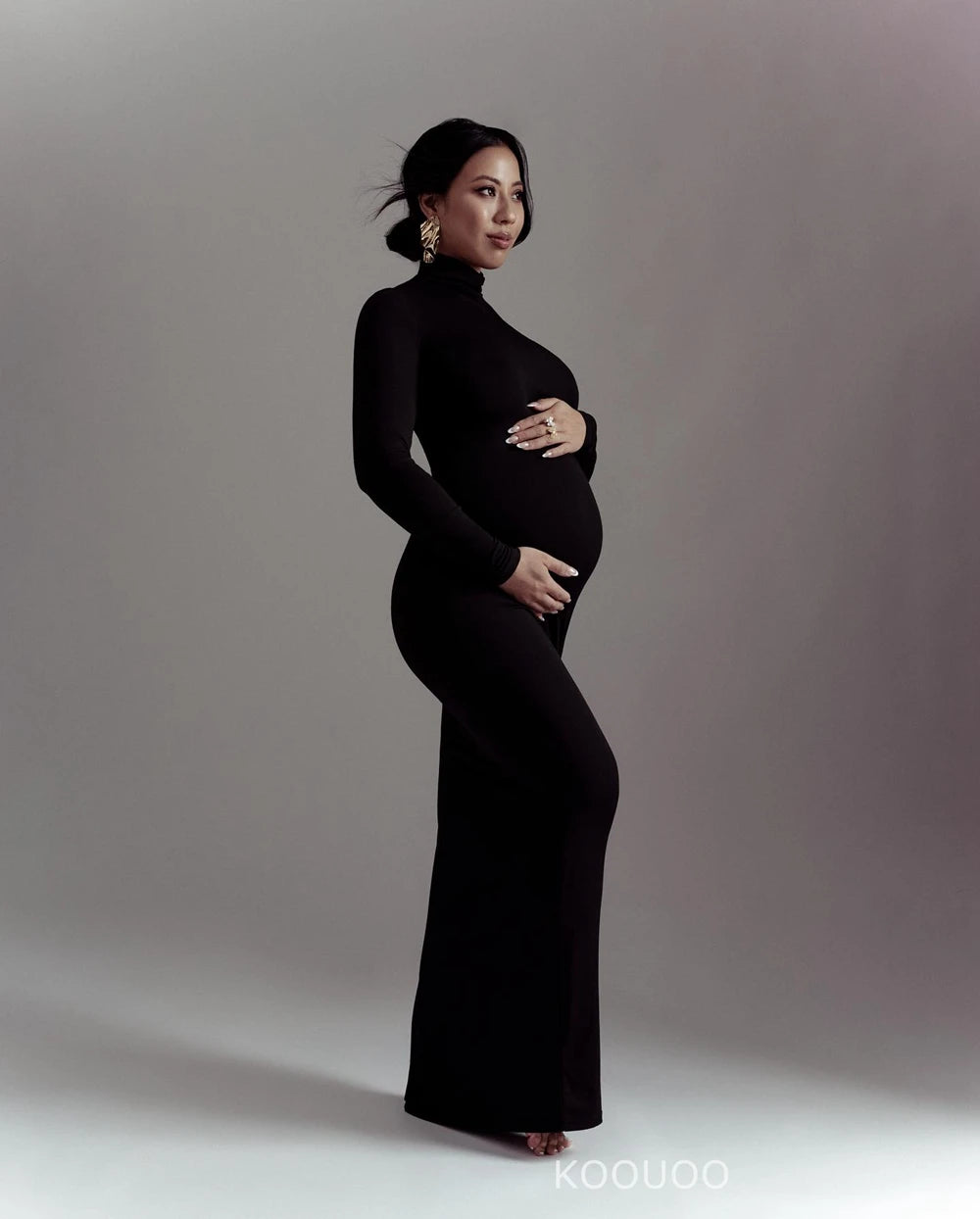 Maternity Maxi Long Dresses for Baby shower black by Baby Minaj Cruz