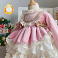 Baby Girl Velvet Christmas Dress Vintage Elegant Bow Tutu For Toddlers Light pink by Baby Minaj Cruz