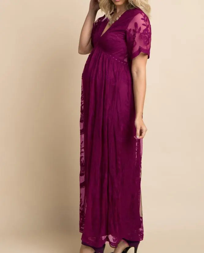 Pregnancy Photoshoot Maxi Dress wine red by Baby Minaj Cruz