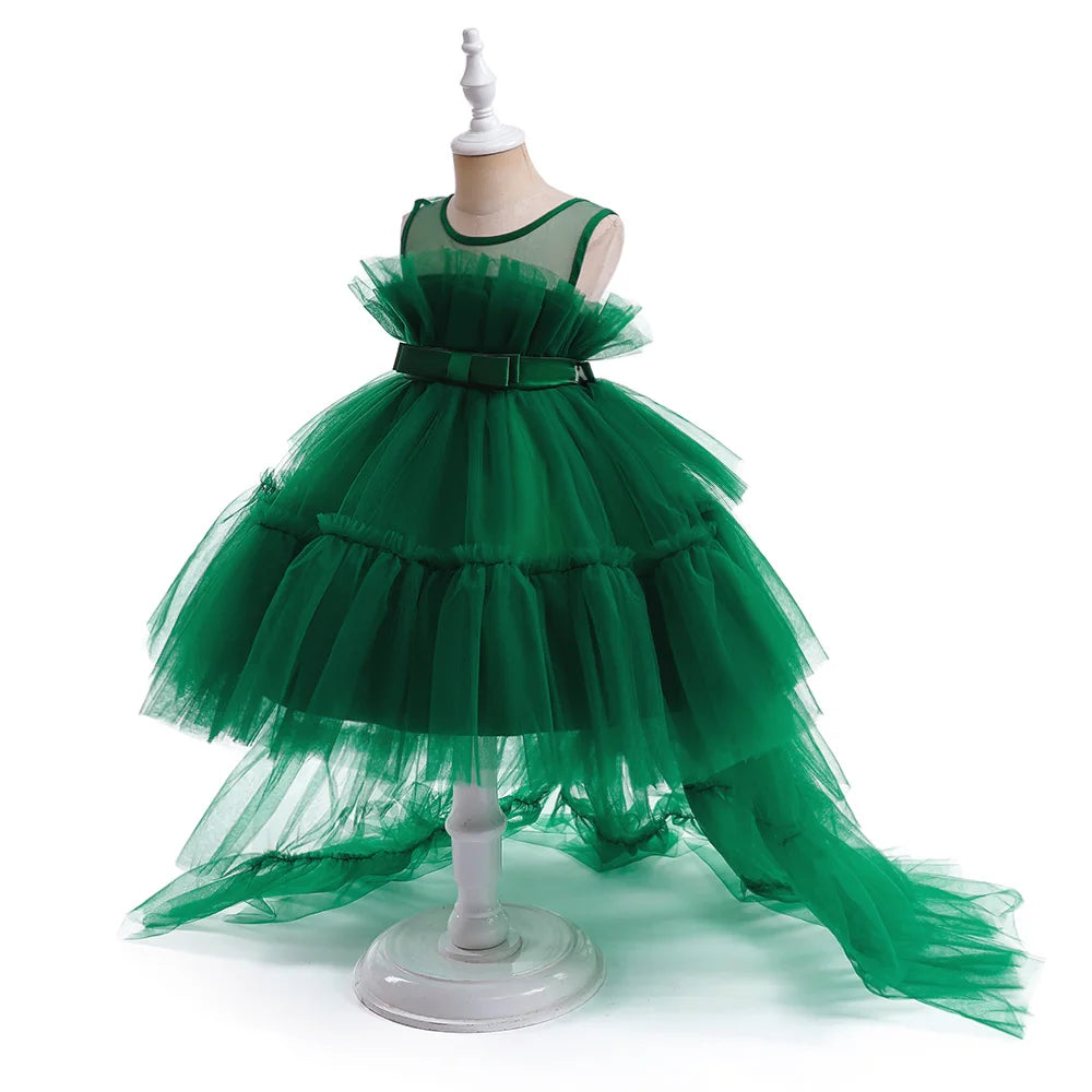 Baby Girls Trailing Princess Flower Girl Dress dark green by Baby Minaj Cruz