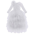 Backless Three Quarter Lace Flower Girl Dress White by Baby Minaj Cruz