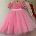 Sequined Fluffy Flower Girls Bridesmaid Dresses pink by Baby Minaj Cruz