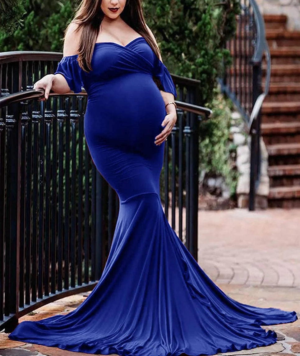 Maternity Maxi Dress With Sleeves dark blue by Baby Minaj Cruz