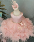 Puffy Light Pink Flower Girl Dress With Tulle Skirt by Baby Minaj Cruz
