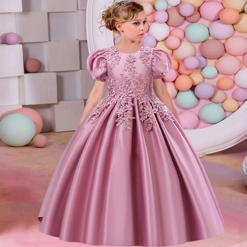 Satin Princess Formal Birthday Princess Dress pink by Baby Minaj Cruz