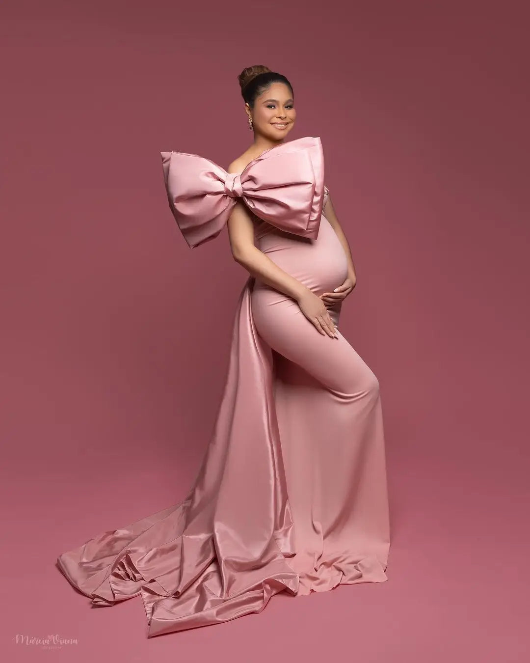 Plus Size Pink Maternity Photoshoot dress by Baby Minaj Cruz