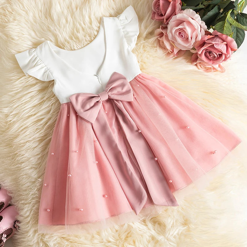 Prom Bowknot Tulle Flower Girl Knee Length Dresses by Baby Minaj Cruz