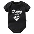 Gold Daddy Is My Hero Funny Print Short Sleeve Bodysuit Baby White by Baby Minaj Cruz