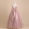 V-Neck Ball Gown Flower Girl Dress With Tulle pink by Baby Minaj Cruz
