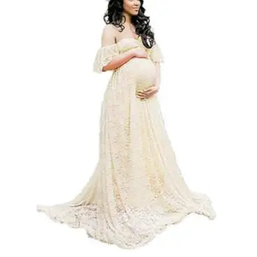 Long Maternity Dresses For Photography beige by Baby Minaj Cruz