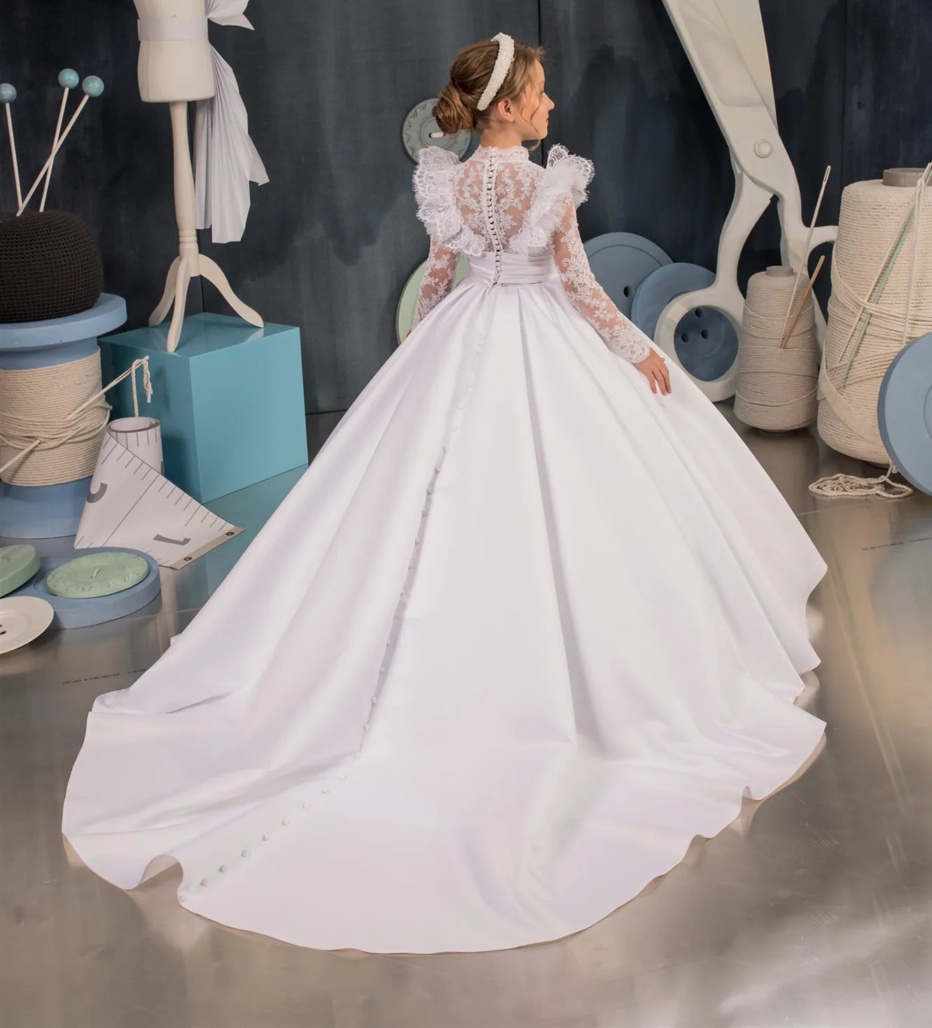 White High Neck Satin Bridesmaid Dress by Baby Minaj Cruz
