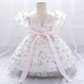 flower embroidered wedding dress Knee Length 1-5 Years white by Baby Minaj Cruz