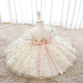 flower embroidered wedding dress Knee Length 1-5 Years by Baby Minaj Cruz