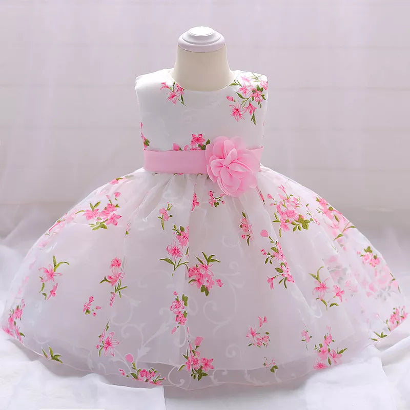 flower embroidered wedding dress Knee Length 1-5 Years pink by Baby Minaj Cruz